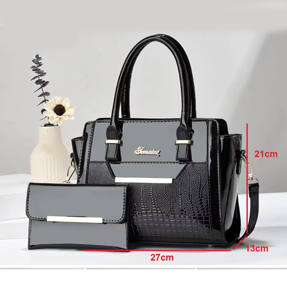 Earthy brown Women's Handbag Set - Large Capacity 2 Piece Shoulder Bag with Matching Wallet