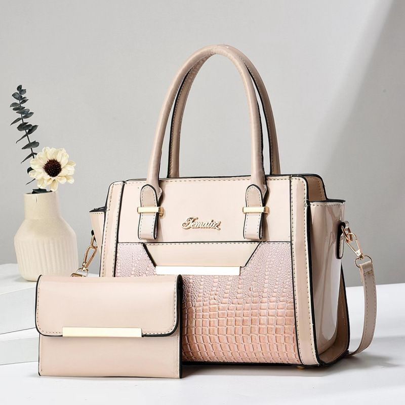 Mint pink Women's Handbag Set - Large Capacity 2 Piece Shoulder Bag with Matching Wallet