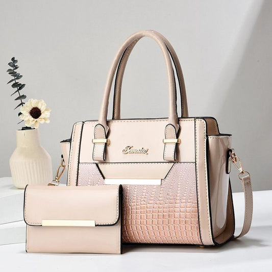 Mint pink Women's Handbag Set - Large Capacity 2 Piece Shoulder Bag with Matching Wallet