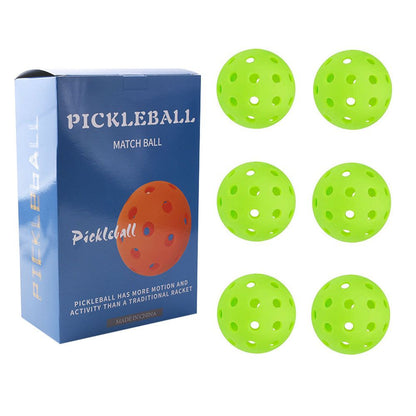 Green Pickleball Balls Set - 6 Piece 40 Hole Outdoor Indoor Pickleball Match Balls
