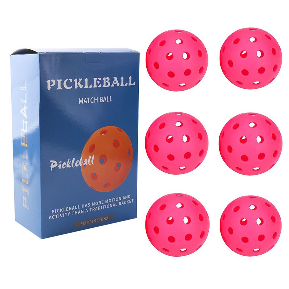 Rose red Pickleball Balls Set - 6 Piece 40 Hole Outdoor Indoor Pickleball Match Balls