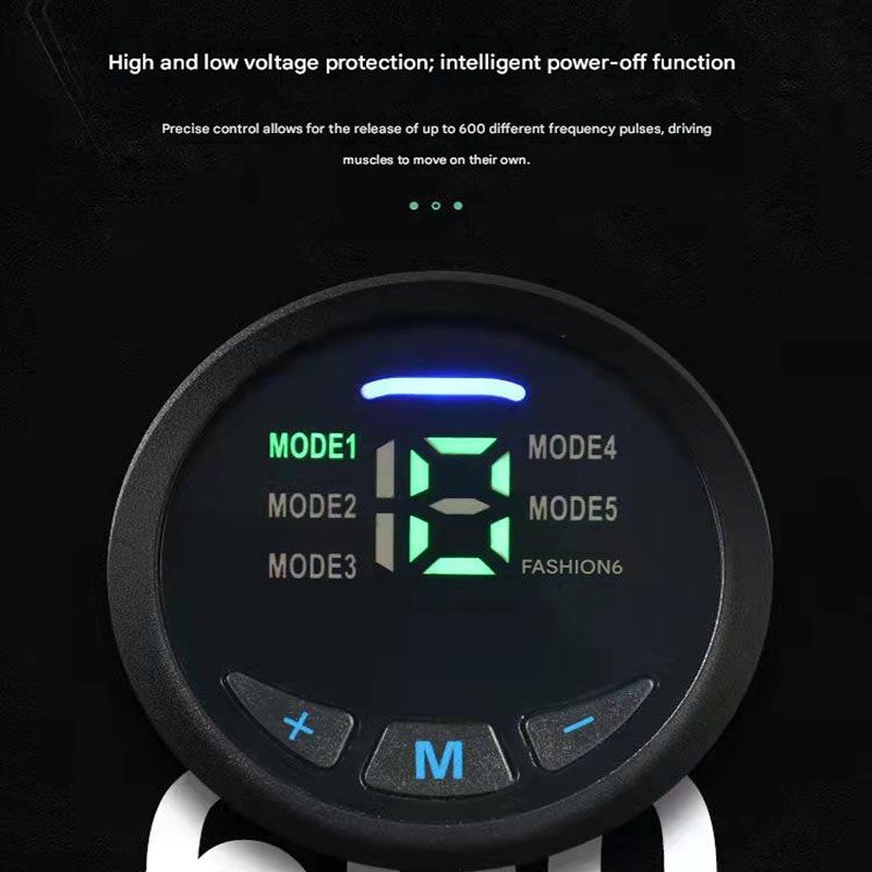 Blue EMS Muscle Stimulator Belt Set - Rechargeable Abdominal Toning Trainer with Multiple Pads and Modes