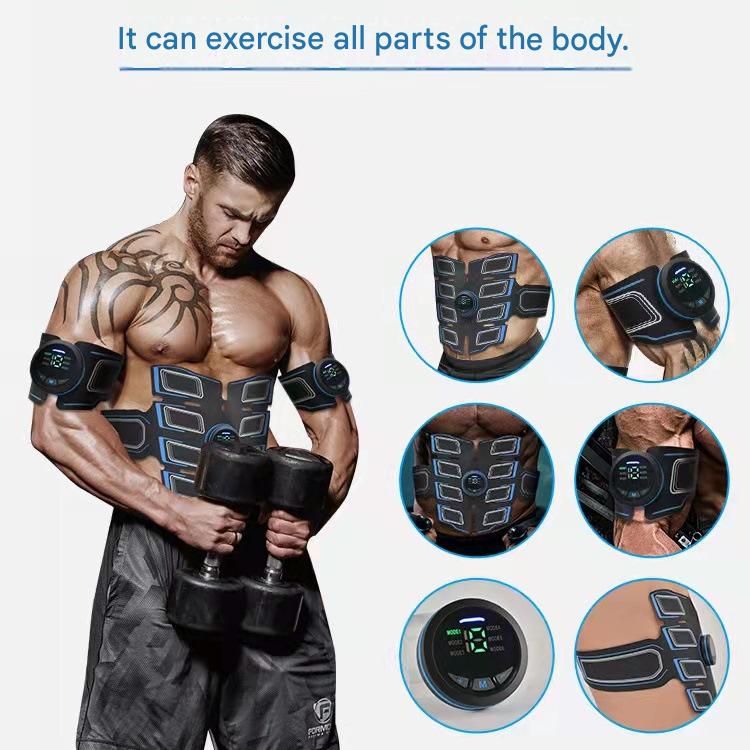 Orange EMS Muscle Stimulator Belt Set - Rechargeable Abdominal Toning Trainer with Multiple Pads and Modes