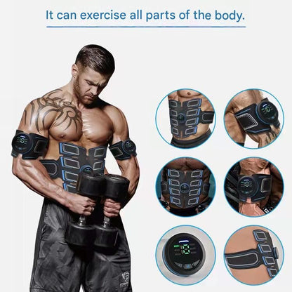 Orange EMS Muscle Stimulator Belt Set - Rechargeable Abdominal Toning Trainer with Multiple Pads and Modes