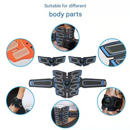 Orange EMS Muscle Stimulator Belt Set - Rechargeable Abdominal Toning Trainer with Multiple Pads and Modes