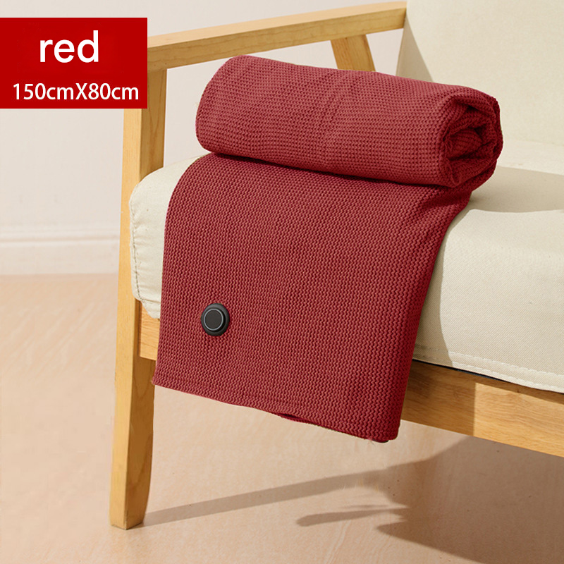 Red USB Heated Blanket Poncho - Rechargeable Electric Warming Shawl with Fast Heating and Multi Use Design