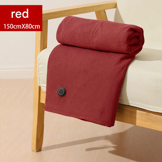 Red USB Heated Blanket Poncho - Rechargeable Electric Warming Shawl with Fast Heating and Multi Use Design