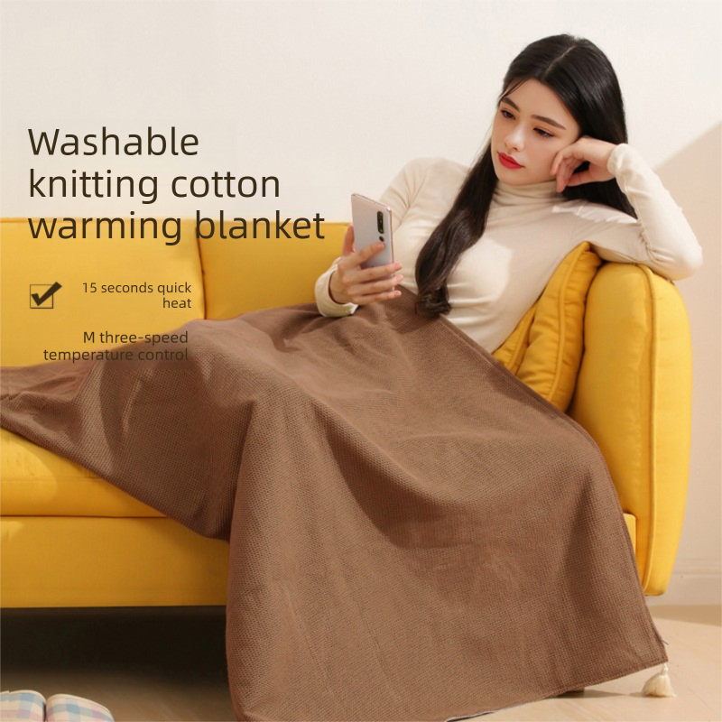 Red USB Heated Blanket Poncho - Rechargeable Electric Warming Shawl with Fast Heating and Multi Use Design