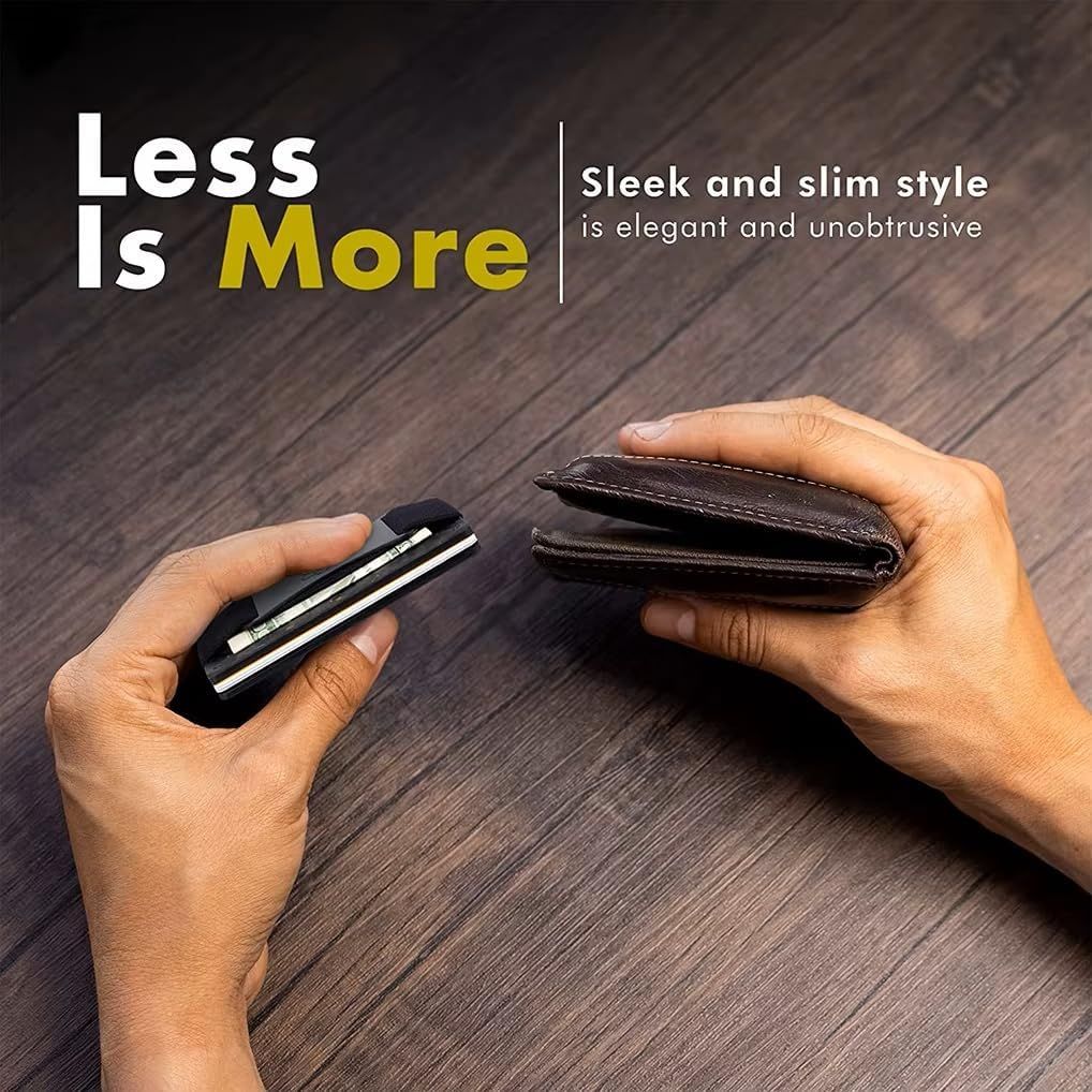 Grey Slim RFID Blocking Aluminum Card Holder - Metal Wallet with Cash Strap Minimalist Card Case
