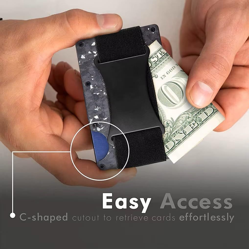 Dark grey Slim RFID Blocking Aluminum Card Holder - Metal Wallet with Cash Strap Minimalist Card Case
