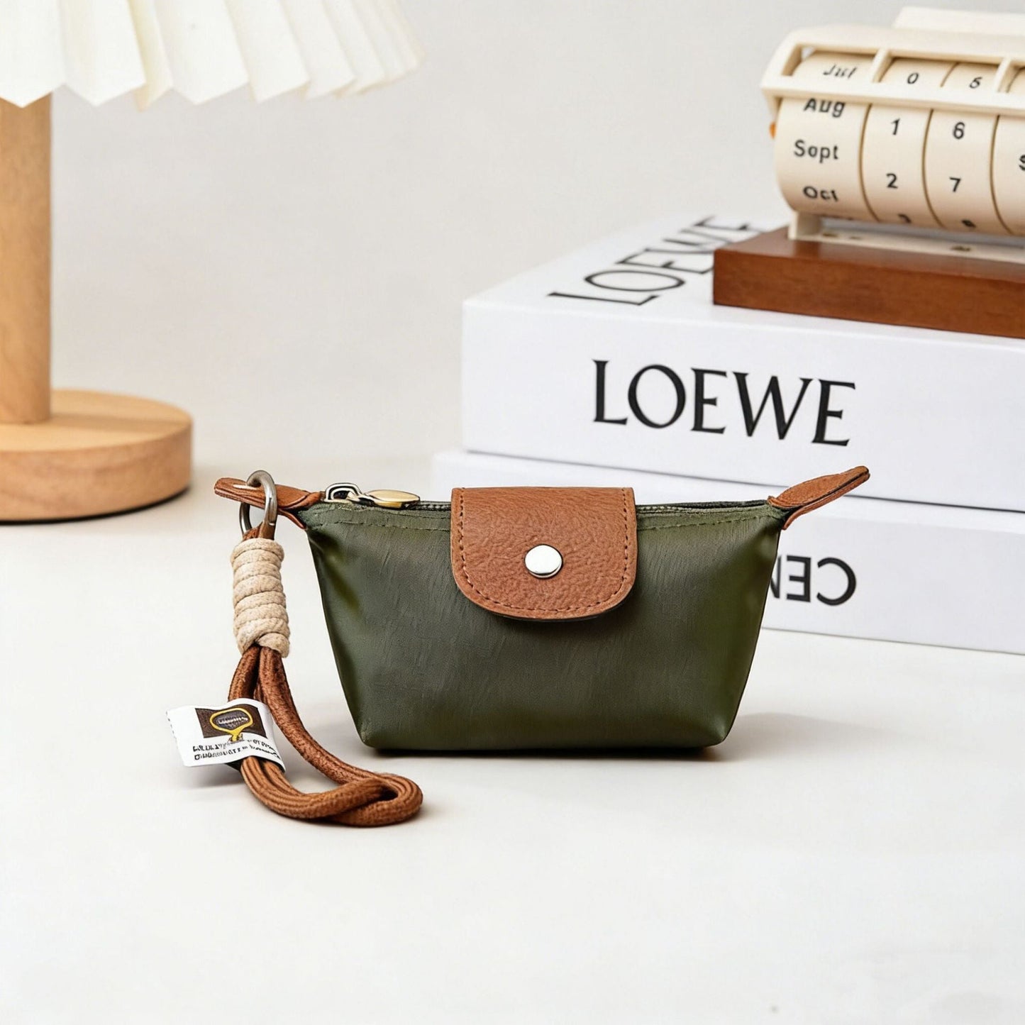 Green Mini Nylon Coin Purse with Wrist Strap - Compact Zipper Key Holder Pouch for Cards Lipstick and Earphones