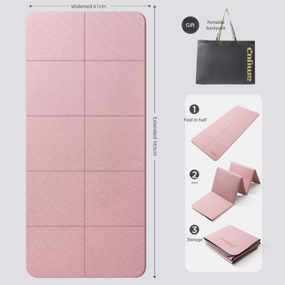 Pink Foldable Yoga Mat - Portable Thick Non-Slip Fitness Exercise Mat for Home Gym and Travel