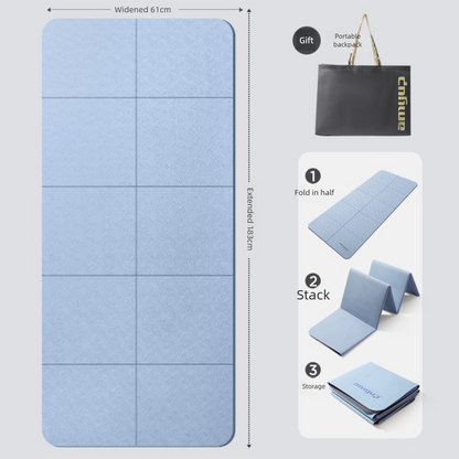 Blue Foldable Yoga Mat - Portable Thick Non-Slip Fitness Exercise Mat for Home Gym and Travel