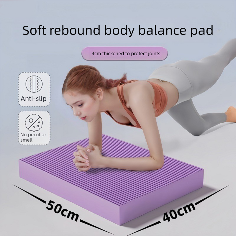 Purple 4cm Thick Balance Pad - Non-Slip High Density Foam Exercise Mat for Plank Push Up Knee Protection Fitness Training