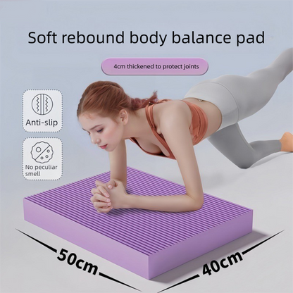 Black 4cm Thick Balance Pad - Non-Slip High Density Foam Exercise Mat for Plank Push Up Knee Protection Fitness Training
