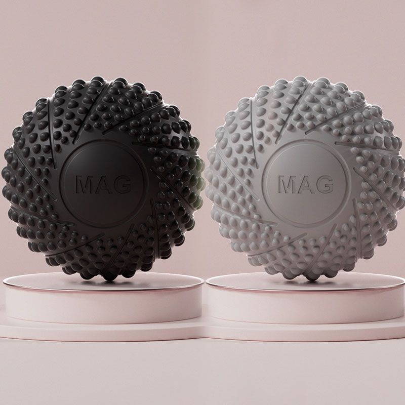 2-Pack Black and grey Spiky Fascia Massage Balls - Portable TPE Foot Arch Muscle Relaxer for Yoga Recovery Trigger Point Therapy