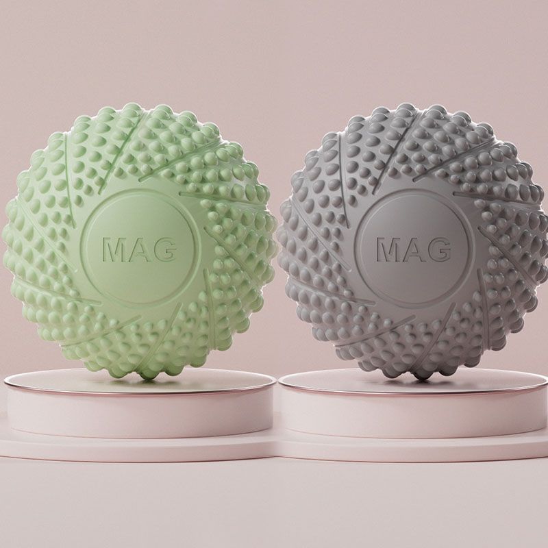2-Pack Green and grey Spiky Fascia Massage Balls - Portable TPE Foot Arch Muscle Relaxer for Yoga Recovery Trigger Point Therapy