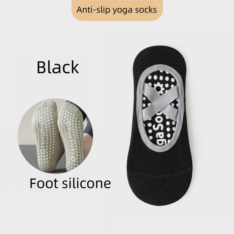 3-Pack Black Anti-Slip Yoga Socks - Grippy Pilates Dance Fitness Socks with Silicone Grip for Women
