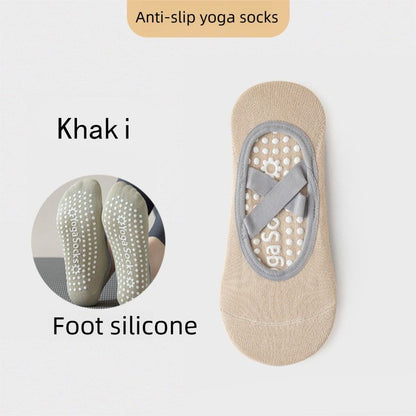3-Pack Khaki Anti-Slip Yoga Socks - Grippy Pilates Dance Fitness Socks with Silicone Grip for Women