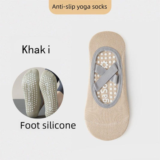 3-Pack Khaki Anti-Slip Yoga Socks - Grippy Pilates Dance Fitness Socks with Silicone Grip for Women