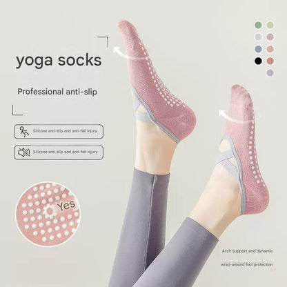 3-Pack Pink Anti-Slip Yoga Socks - Grippy Pilates Dance Fitness Socks with Silicone Grip for Women