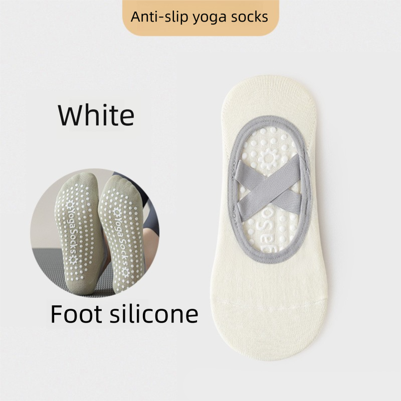 3-Pack White Anti-Slip Yoga Socks - Grippy Pilates Dance Fitness Socks with Silicone Grip for Women