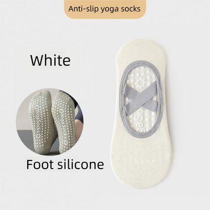 3-Pack White Anti-Slip Yoga Socks - Grippy Pilates Dance Fitness Socks with Silicone Grip for Women