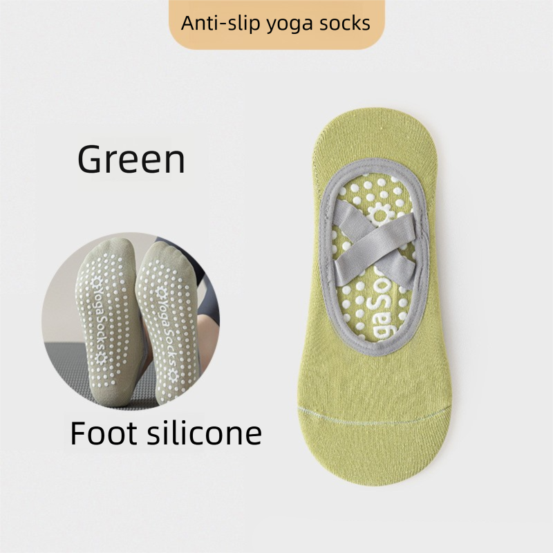 3-Pack Green Anti-Slip Yoga Socks - Grippy Pilates Dance Fitness Socks with Silicone Grip for Women