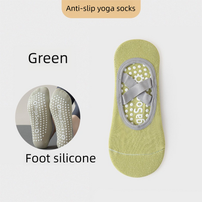 3-Pack Green Anti-Slip Yoga Socks - Grippy Pilates Dance Fitness Socks with Silicone Grip for Women