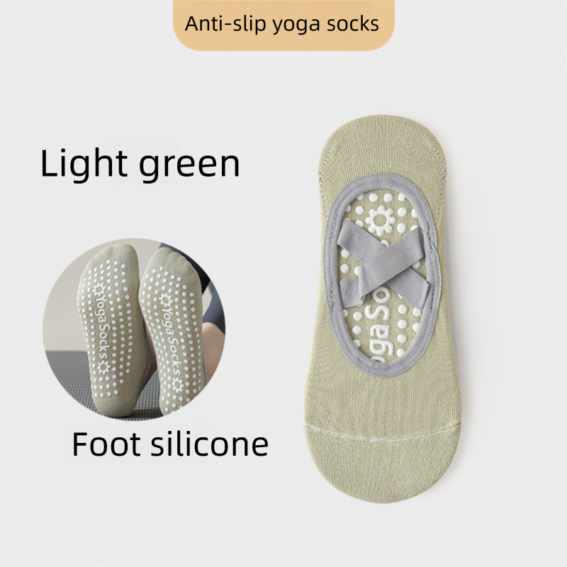 3-Pack Light green Anti-Slip Yoga Socks - Grippy Pilates Dance Fitness Socks with Silicone Grip for Women