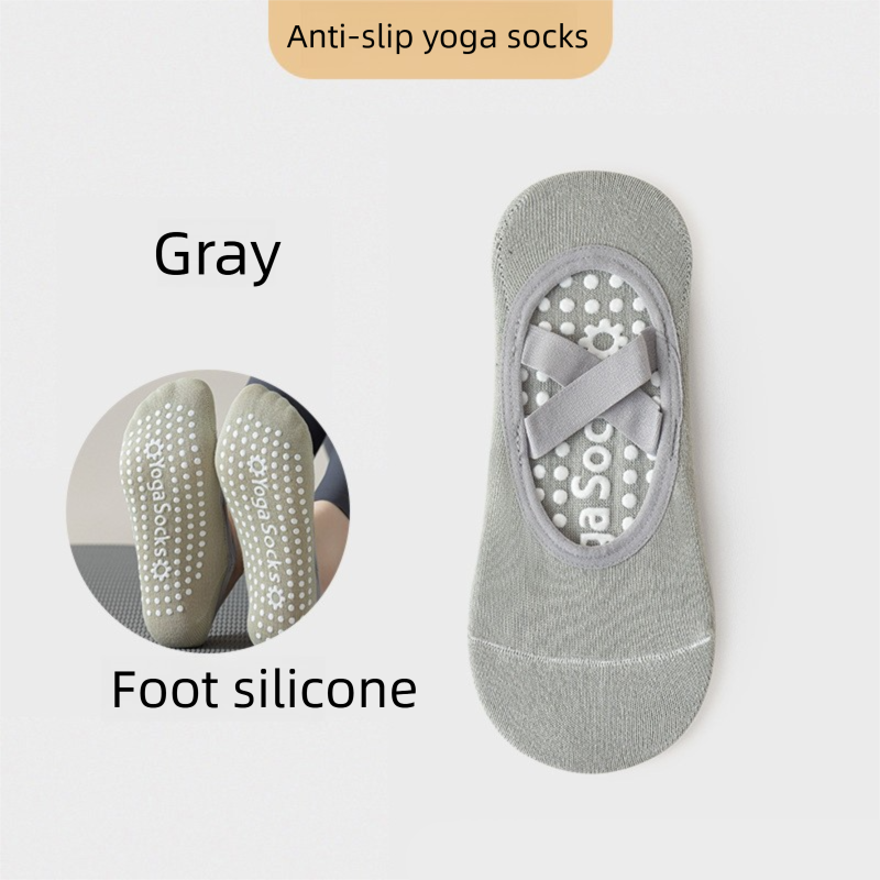 3-Pack Grey Anti-Slip Yoga Socks - Grippy Pilates Dance Fitness Socks with Silicone Grip for Women