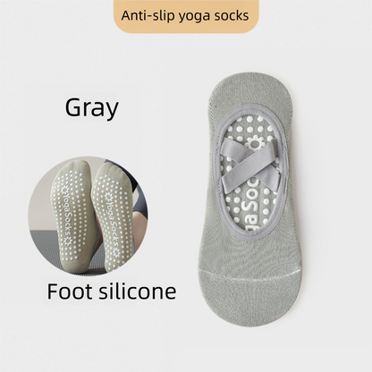 3-Pack Grey Anti-Slip Yoga Socks - Grippy Pilates Dance Fitness Socks with Silicone Grip for Women