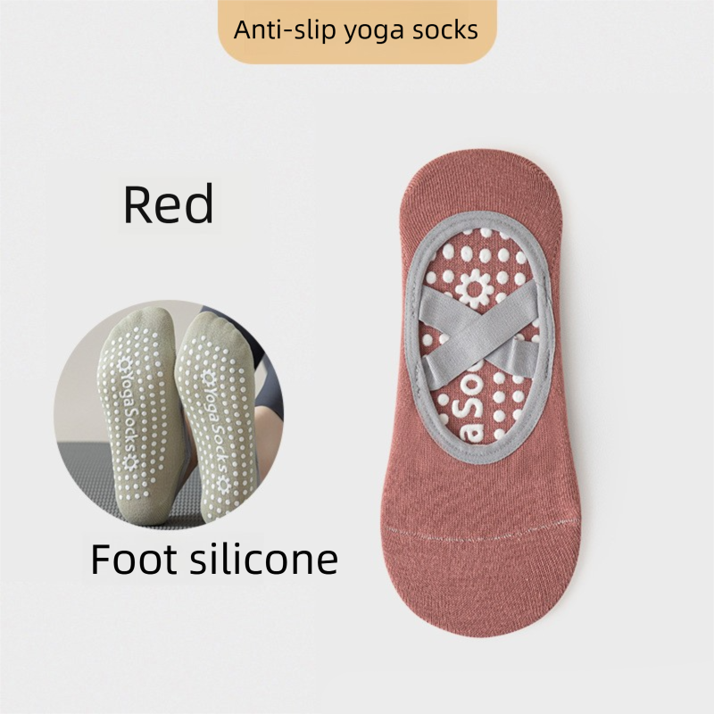 3-Pack Wine red Anti-Slip Yoga Socks - Grippy Pilates Dance Fitness Socks with Silicone Grip for Women