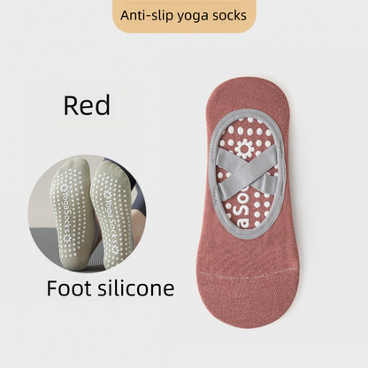 3-Pack Wine red Anti-Slip Yoga Socks - Grippy Pilates Dance Fitness Socks with Silicone Grip for Women