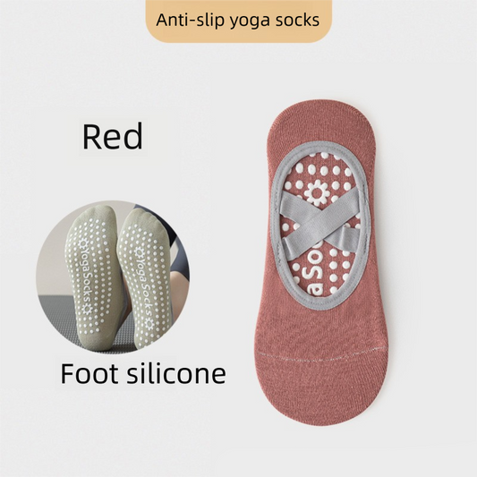 3-Pack Wine red Anti-Slip Yoga Socks - Grippy Pilates Dance Fitness Socks with Silicone Grip for Women