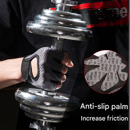 Black Half Finger Fitness Gloves - Anti-Slip Breathable Gym Training Gloves for Weightlifting Cycling(Size:L)