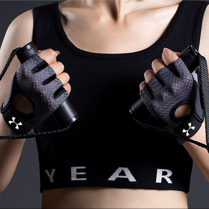 Black Half Finger Fitness Gloves - Anti-Slip Breathable Gym Training Gloves for Weightlifting Cycling(Size:L)