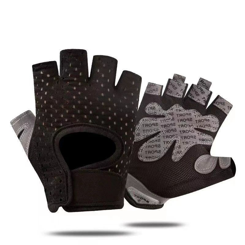 Black Half Finger Fitness Gloves - Anti-Slip Breathable Gym Training Gloves for Weightlifting Cycling(Size:XL)