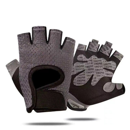 Grey Half Finger Fitness Gloves - Anti-Slip Breathable Gym Training Gloves for Weightlifting Cycling(Size:M)