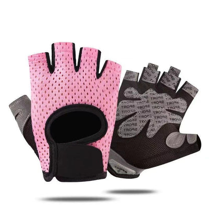 Pink Half Finger Fitness Gloves - Anti-Slip Breathable Gym Training Gloves for Weightlifting Cycling(Size:M)