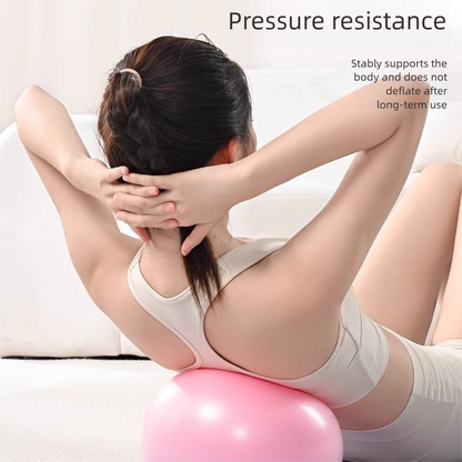 Pink Anti-Burst Yoga Exercise Ball with Manual Hand Pump - 25cm Thickened Stability Ball for Pilates Core Training Fitness