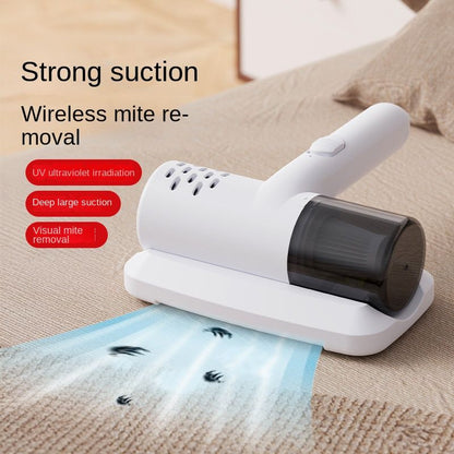 White Wireless USB Rechargeable Mite Vacuum Remover with UV Light - Handheld Anti-Mite Vacuum for Mattress Pillow Sofa