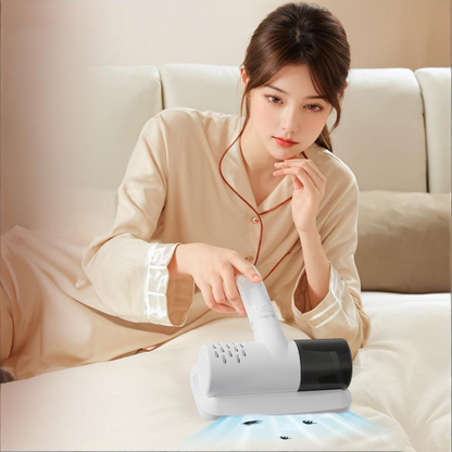 White Wireless USB Rechargeable Mite Vacuum Remover with UV Light - Handheld Anti-Mite Vacuum for Mattress Pillow Sofa