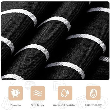 2-Pack Striped Adjustable Apron - Cross-Neck Bib Work Apron for Restaurant Catering Gardening(Pink fine stripes+black fine stripes)