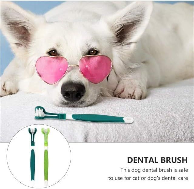 3-Sided Pet Toothbrush 4-Pack - Soft Bristle Dog Cat Dental Care Brush Set