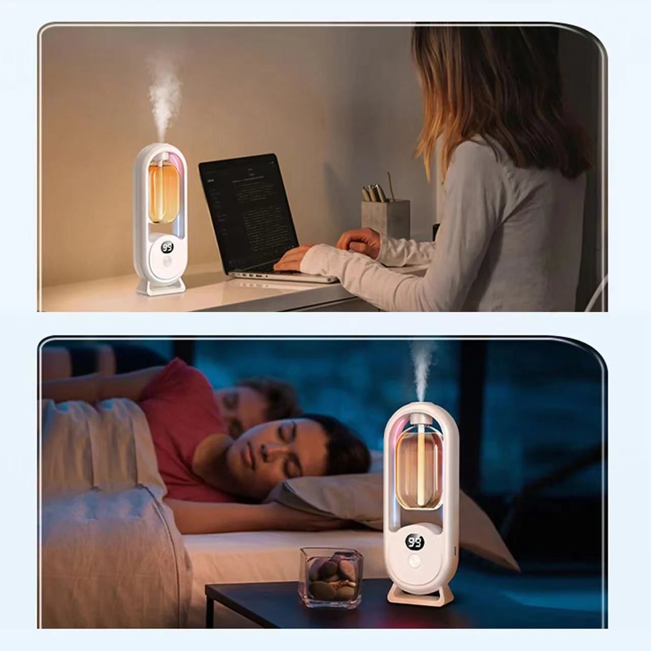 White Smart Aromatherapy Diffuser - Ultrasonic Mist Air Freshener with LED Light and Wall Mount