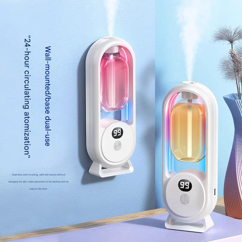 White Smart Aromatherapy Diffuser - Ultrasonic Mist Air Freshener with LED Light and Wall Mount