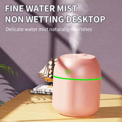 Pink Mini USB Humidifier Large Mist - Desktop Ultrasonic Air Humidifier with Colorful LED Light