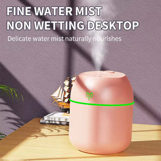 Pink Mini USB Humidifier Large Mist - Desktop Ultrasonic Air Humidifier with Colorful LED Light
