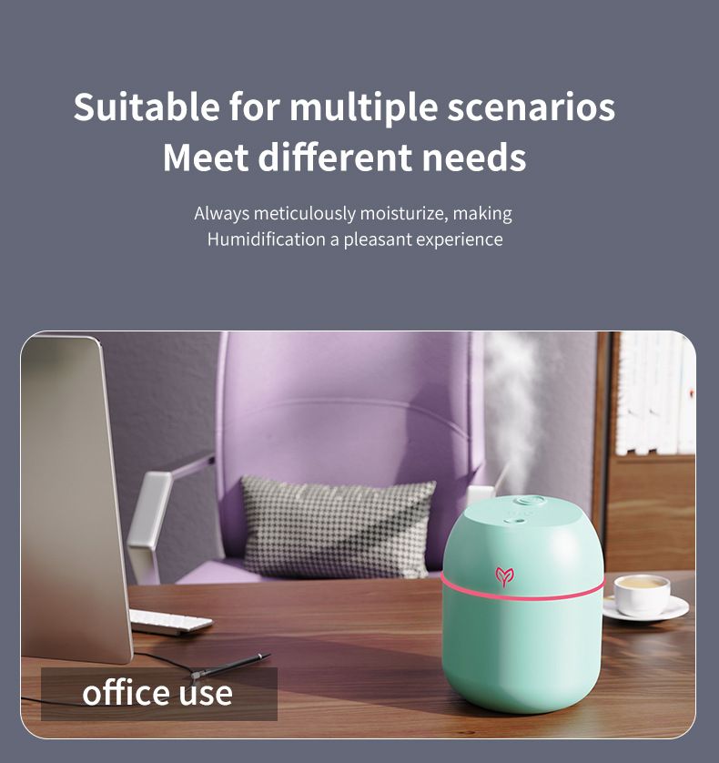 Pink Mini USB Humidifier Large Mist - Desktop Ultrasonic Air Humidifier with Colorful LED Light